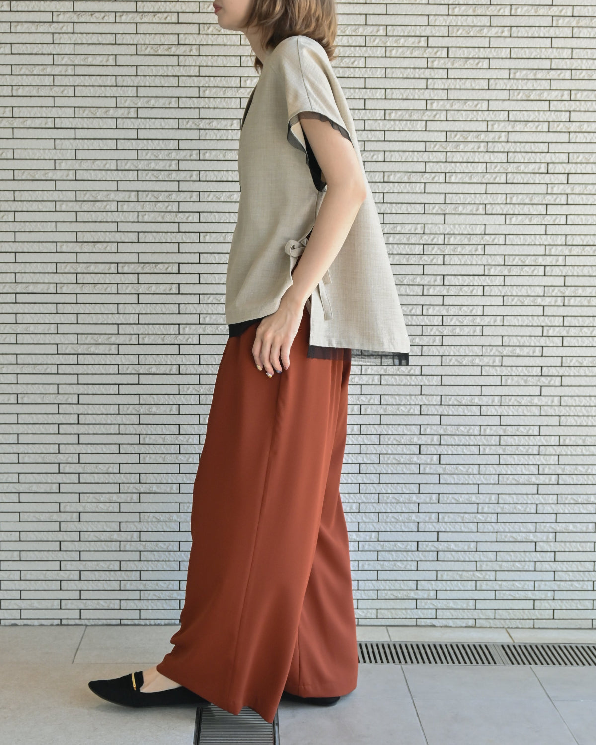 ダブルクロス ワイドギャザーパンツ（T261-87072） – trois