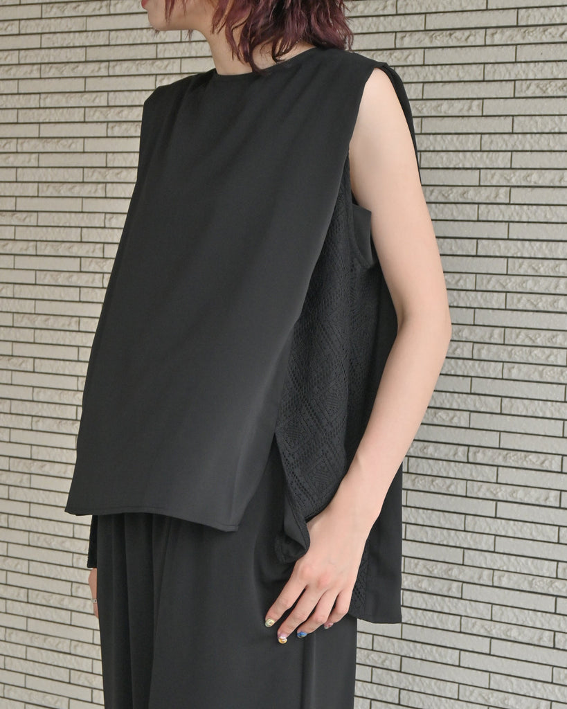ダブルクロス レースノースリーブブラウス（T261-81069） – trois