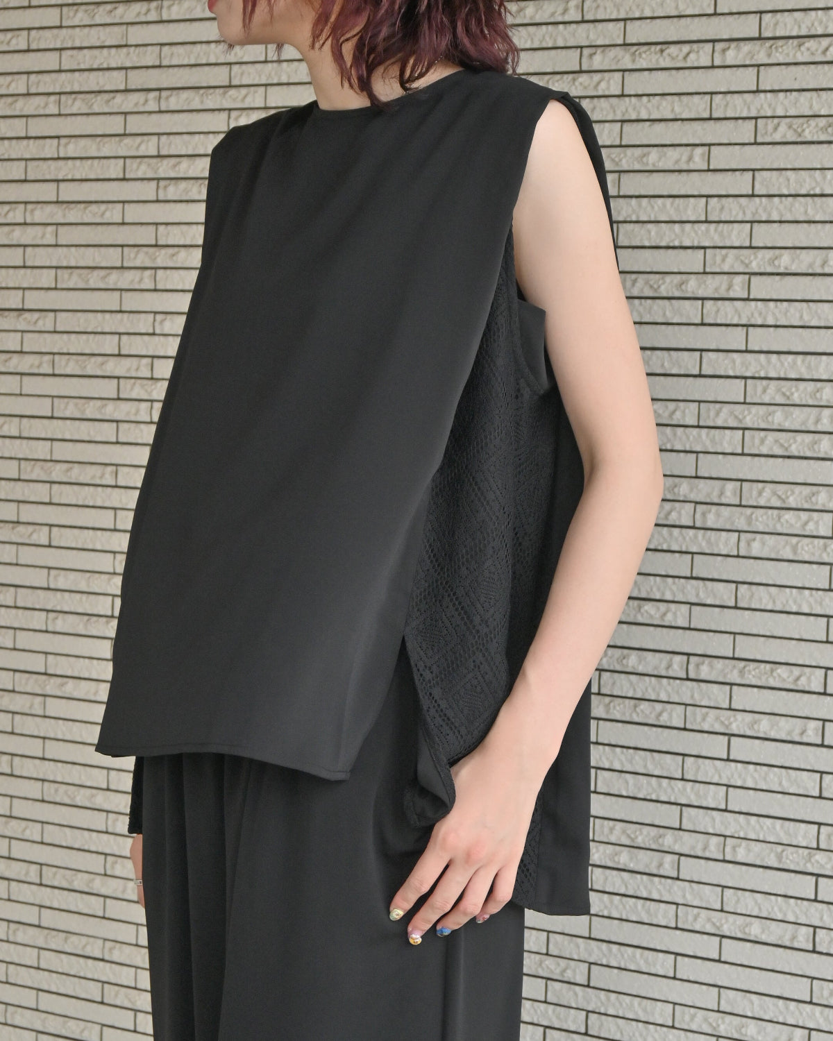 ダブルクロス レースノースリーブブラウス（T261-81069） – trois