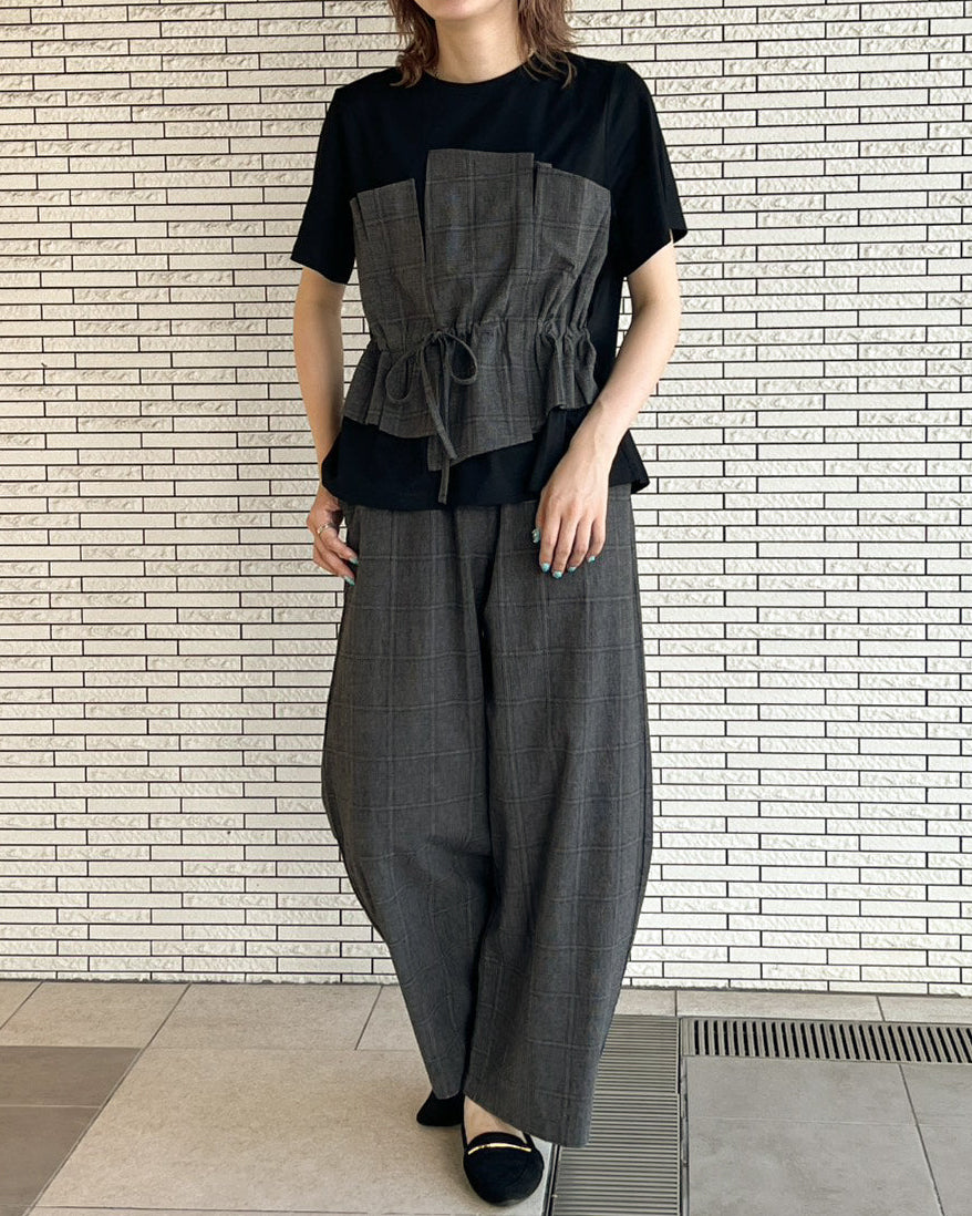 グレンチェック ビスチェレイヤードプルオーバー（T266-82031） – trois