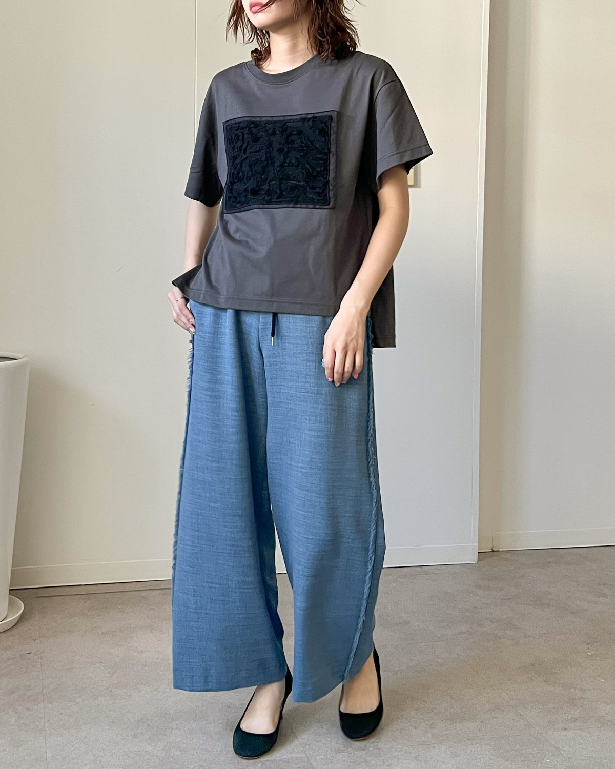 【50%オフ】新品 PGG TEXBRID ジャガード Tシャツ サイズ１ マーセライズ天竺＆ジャガード 異素材Tシャツ（T261-82057） – trois