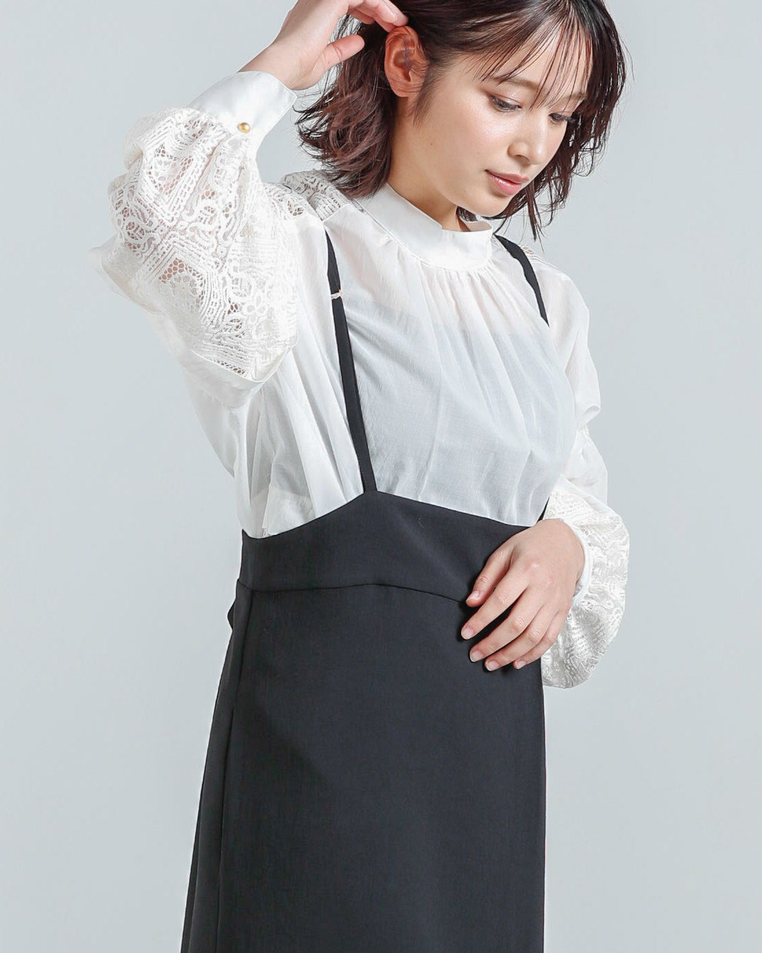 シフォンドッキング レースブラウス（T261-81050） – trois